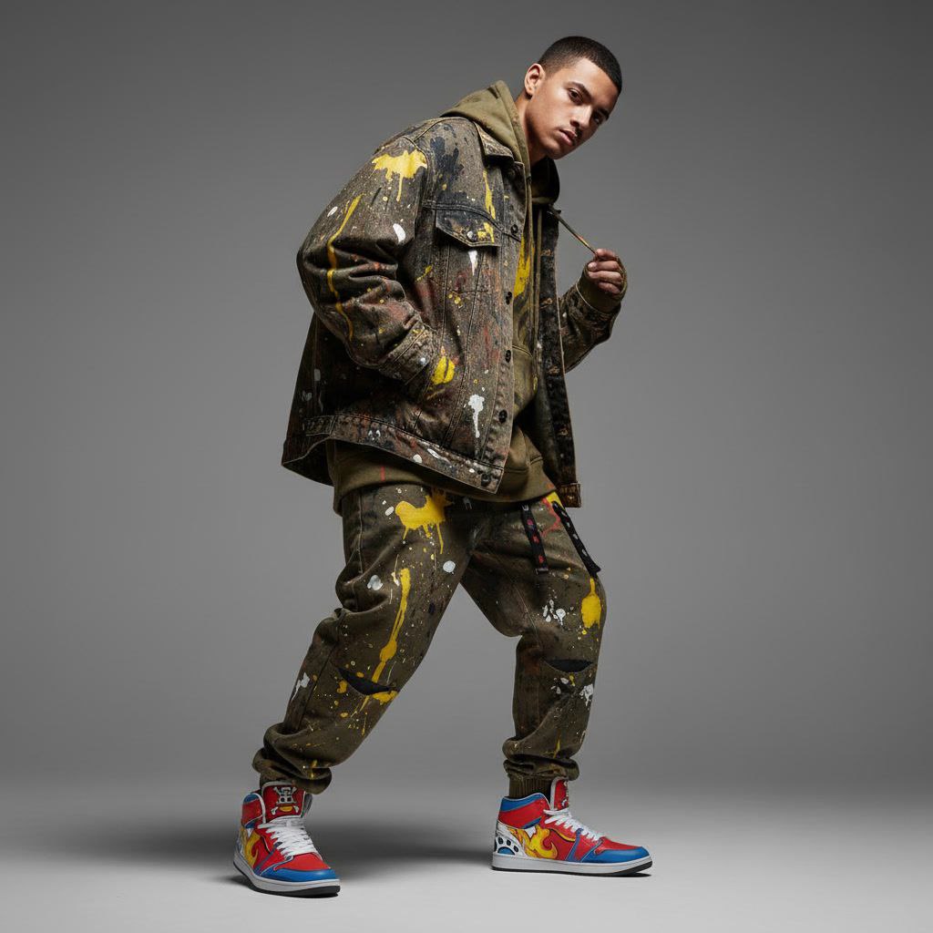 ONE PIECE EDITION  Black High-Top Leather Sneakers - Tongue Printable